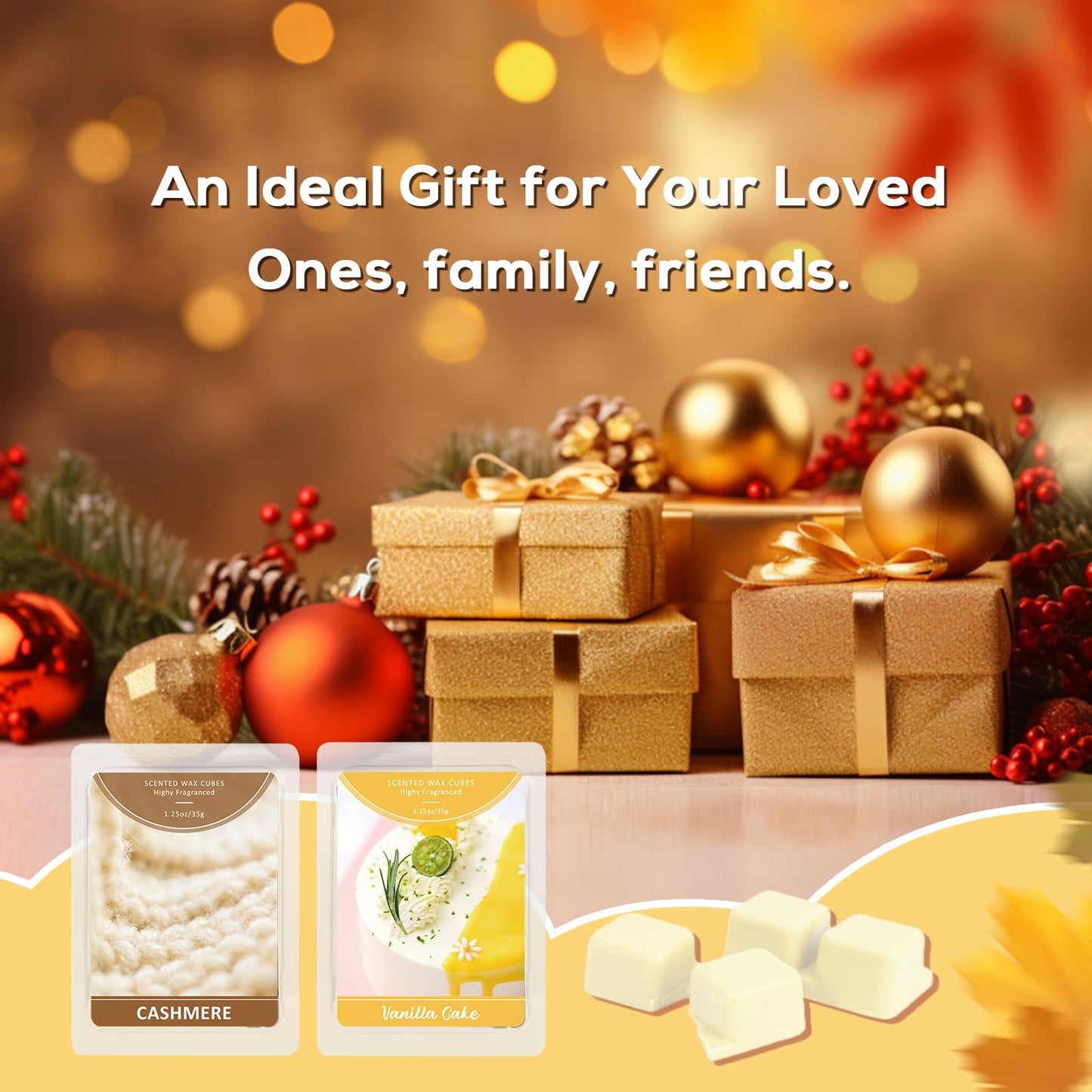SCENTORINI Wax Melts, Wax Cubes Strong Scent, Summer Scents, 4 Cashmere & 4 Vanilla Cake Scented Wax Melts for Warmer, Home Fragrances
