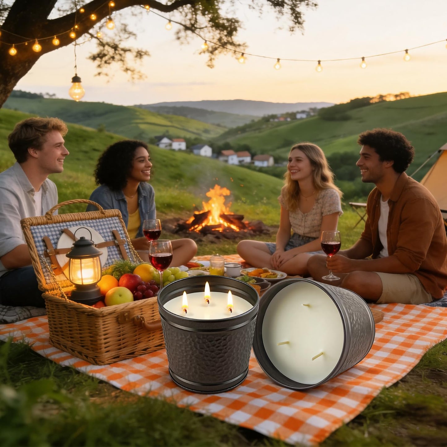 Citronella Candles Outdoor, Large Citronella Candle for Patio, 2 Pack Natural Soy Wax Outdoor Candles Bulk for Garden Yard Home Balcony Camping Backyard,Summer Candle Bulk for Home, Long Burning