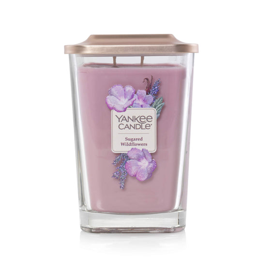 Yankee Candle Elevation Collection with Platform Lid Sugared Wildflower Scented Candle, Large 2-Wick, 80 Hour Burn Time