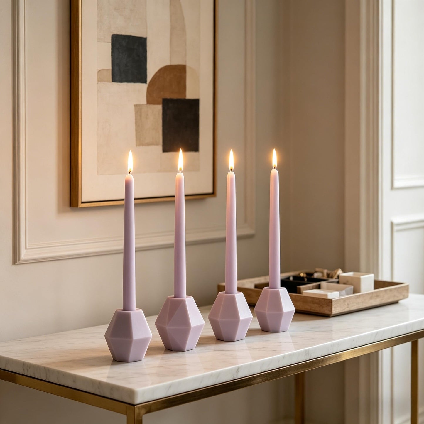 20-Pack Light Purple Taper Candles Unscented, 10 Inch Tall Dinner Table Candlestick for Wedding Centerpieces, Bulk Tapered Candles Smokeless Dripless, Lavender Decorative Candle for Home Decor