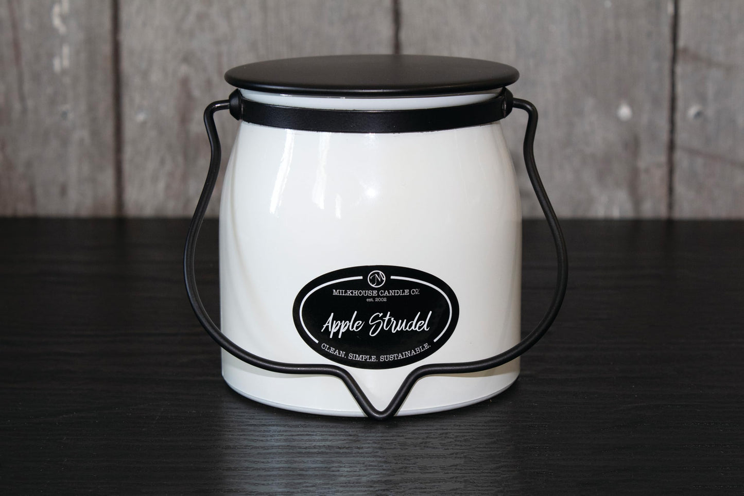 Milkhouse Candle Company Apple Strudel Soy Candle - Cinnamon | Apple | Vanilla Scented - 16 oz Butter Jar with Lid, 65+ Hour Burn Time, Made in the USA