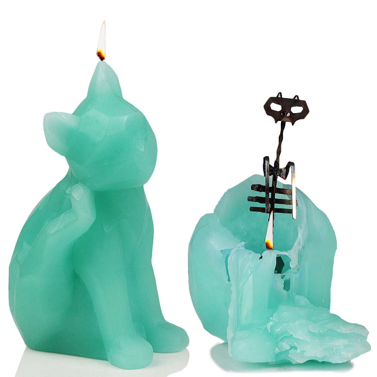 GUTE Cute Geometric Kitten Skeleton Candle 7" H - Unique Gift for Cat Lovers - Animal Candles, Cat Gifts, Kitten Candle, Cat Home Decor Gift - Burns for 9 Hours!