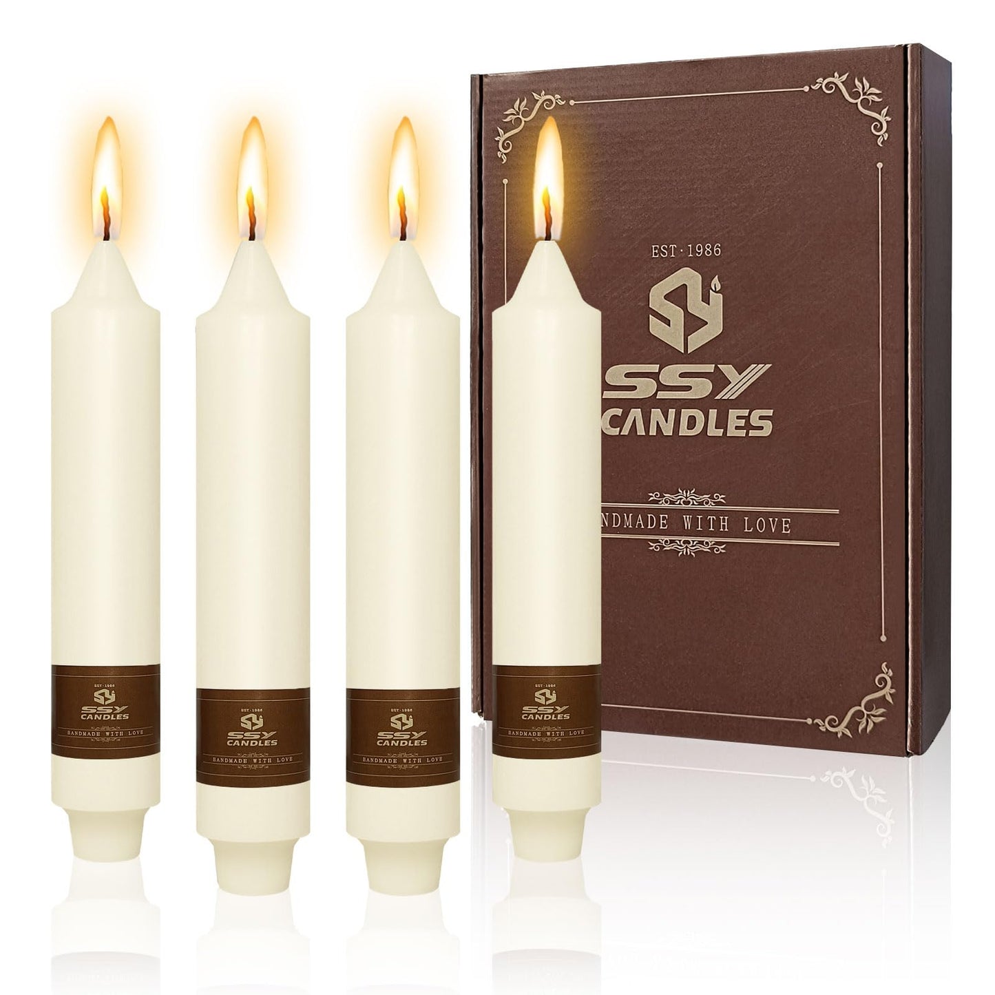 NJAO HOO Ivory Short Taper Candle 7 Inch Candlesticks Unscented Dripless Tapered Candle Set for Home Decor Wedding Party Dinner Candles, 4 Pack