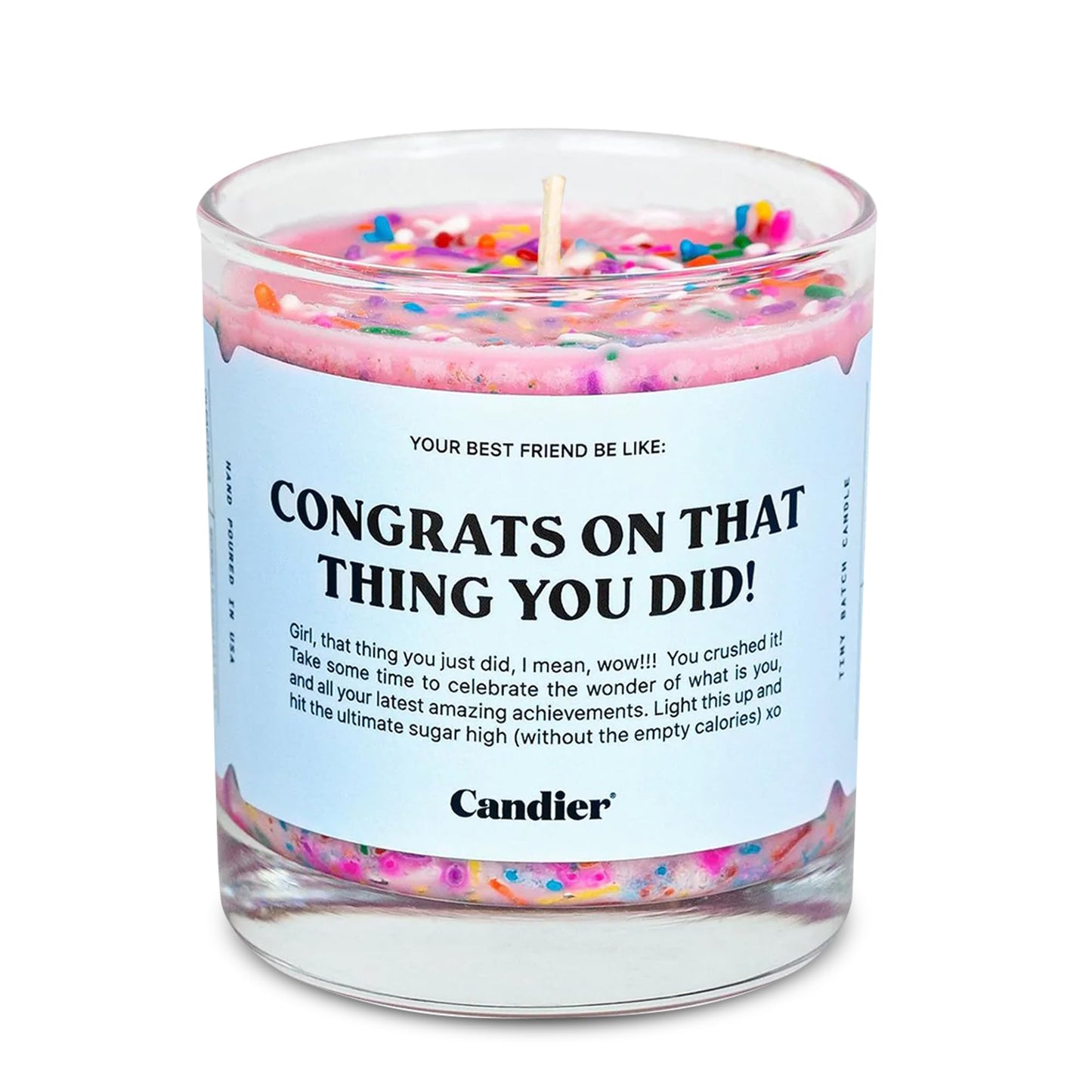 Congrats Scented Candle, Natural Soy Candle with Strawberry Jam & Vanilla Cake Notes, Aromatherapy for Relaxation, Unique Candles Gifts for Women, 60-Hour Burn Time - Candier by Ryan Porter