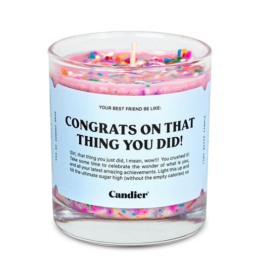 Congrats Scented Candle, Natural Soy Candle with Strawberry Jam & Vanilla Cake Notes, Aromatherapy for Relaxation, Unique Candles Gifts for Women, 60-Hour Burn Time - Candier by Ryan Porter