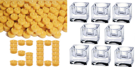 50 Candles +8 Glass Candle Holders