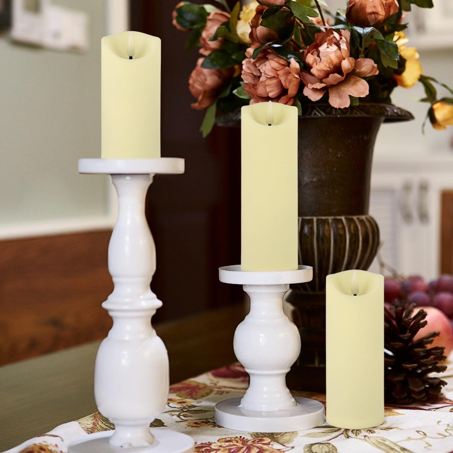 Aamdkcyu 24 Pack Flameless LED Pillar Candles with Remote - Battery Operated Ivory Candles, Waterproof, 3 Sizes for Wedding Centerpieces, Christmas Decor, Home Party, Tabletop Lighting