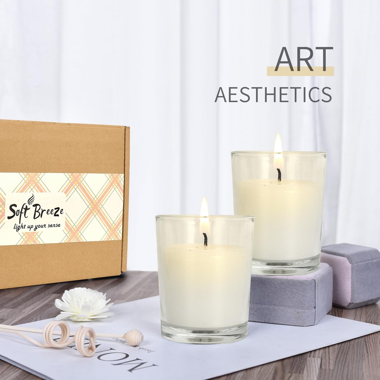 Soft Breeze 24 Pack Ivory Unscented Votive Glass Candles for Wishing, Hydrotherapy, Wedding, Birthday, Holiday, Party