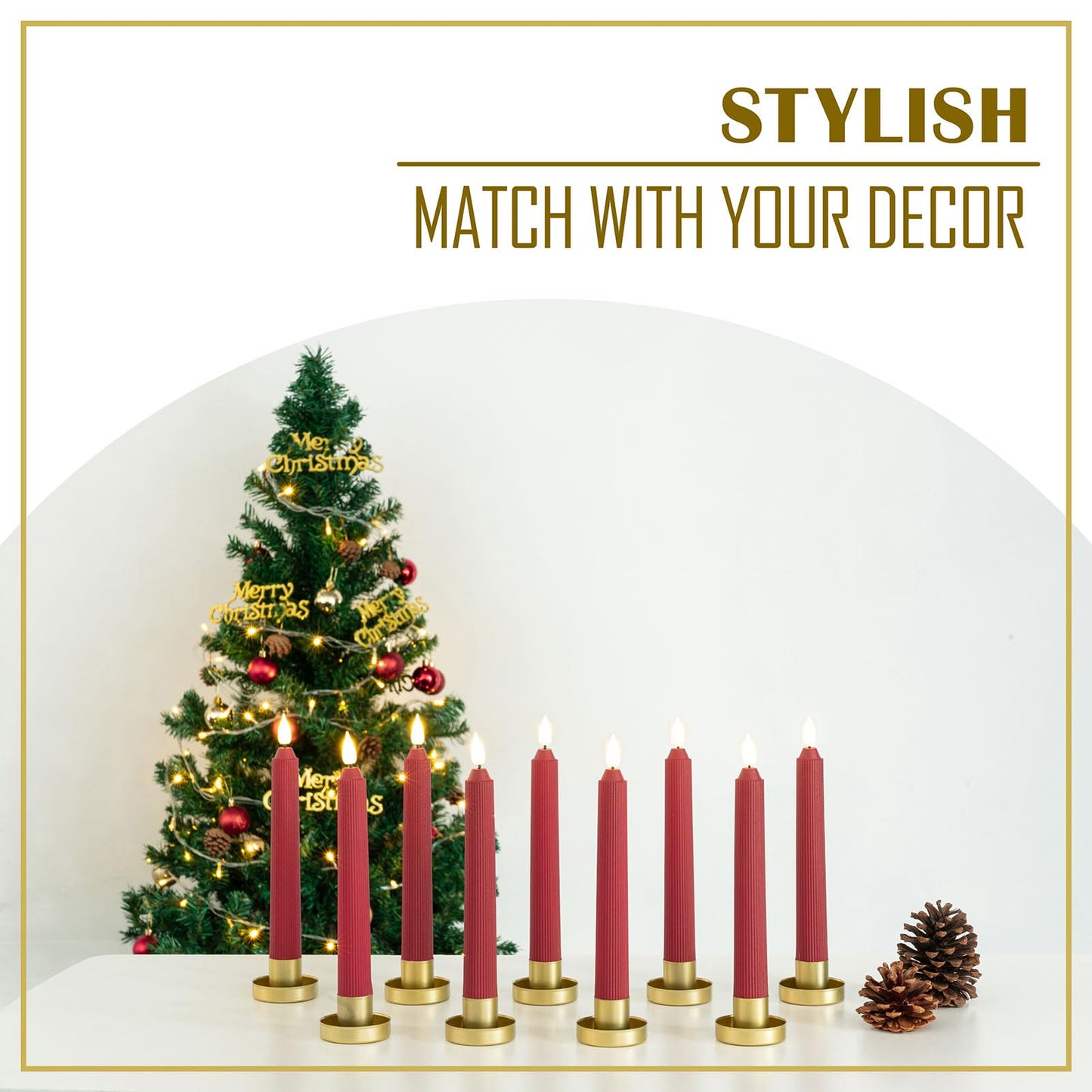 Smtyle Gold Taper Christmas Candle Holders for Candlestick Candles and Candlesticks Set of 9 Unique and Eye-catching Holders Modern Contemporary Decor
