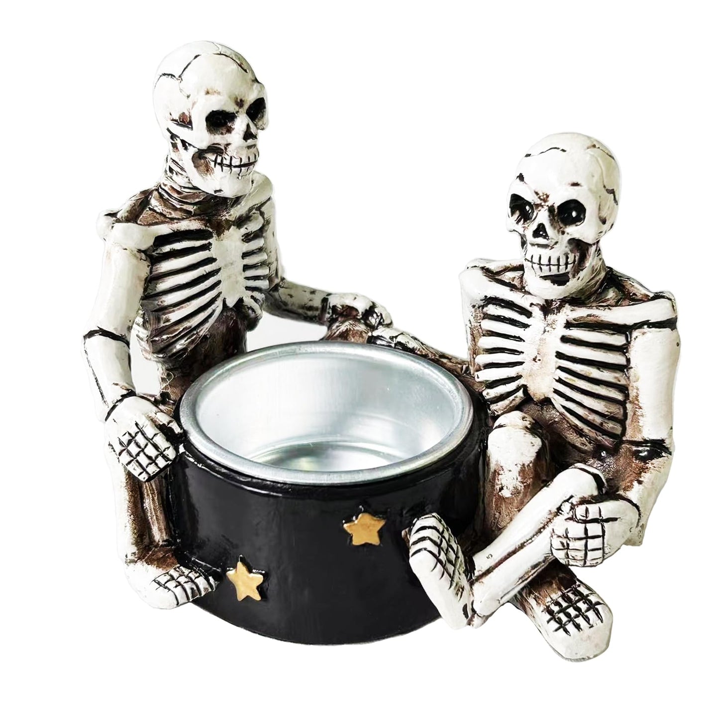 Halloween Skull Tealight Holder Skeleton Skull Gothic Decor Candle Holder Resin Ghost Decor Votive Tea Light Holder for Table Centerpiece Fireplace Party Decorations