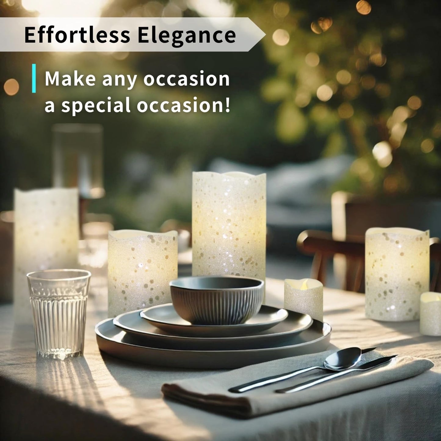 FURORA LIGHTING White Glitter Flameless Candles - Real Wax, Adjustable Brightness, Remote & Timer - 4 Pillars (3x4, 3x6) and 4 Votives, 8-Pack, Battery Operated