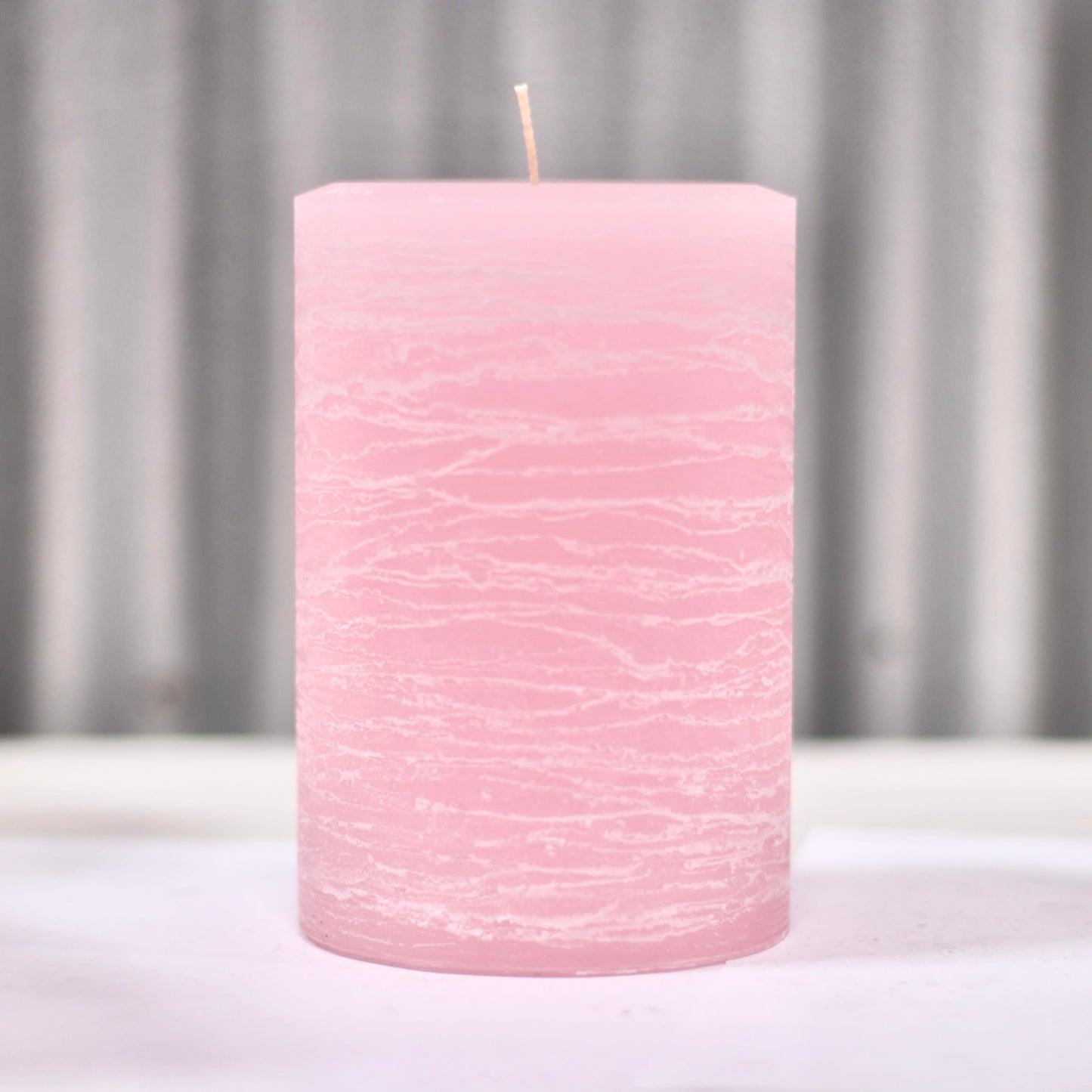 Modern Candle Design Large Unscented Rustic Nordic Pillar Candle Handmade in The USA (Pink)