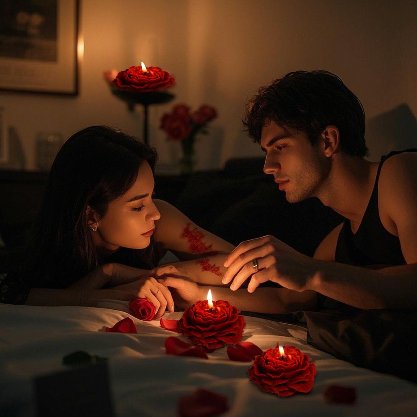 118.4°F 2 Pcs Low Temperature Candles Peony Flower Shaped Scented Candles Low Heat Body Safe Candles Wax Play for Couples Date Night (2, Wine red)