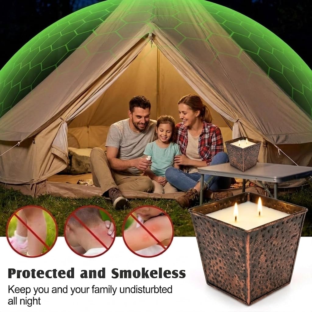 Citronella Candles Outdoor - 12.5oz Each Soy Wax, Large Double Wick Candle with 100H Burn Time for Patio, Backyard, Camping（Black Gold）
