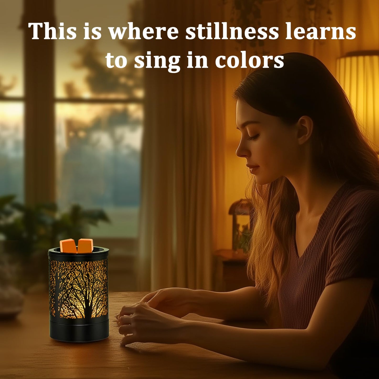 Enaroma Fragrance Wax Melts Warmer with 7 Colors LED Changing Light Classic Black Forest Design Scent Oil Candle Warmer for Home Black Forest