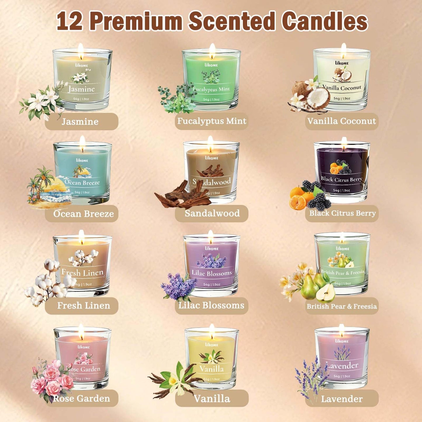 Mothers Day Gifts for Mom - 12 Scented Candles Set with Messages, Best Birthday, Christmas, Thanksgiving Gifts for Mom from Daughter Son