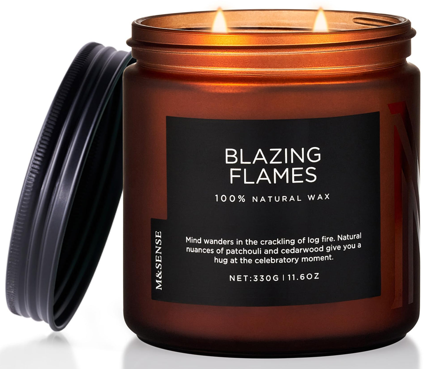M&SENSE Blazing Flame Candles for Home Scented, 11.6oz 70 Hours Long Lasting Candle for Home Decor Housewarming Gift, 2 Cotton Wick Natural Soy Wax Scented Candles Gifts for Mom Grandma Her