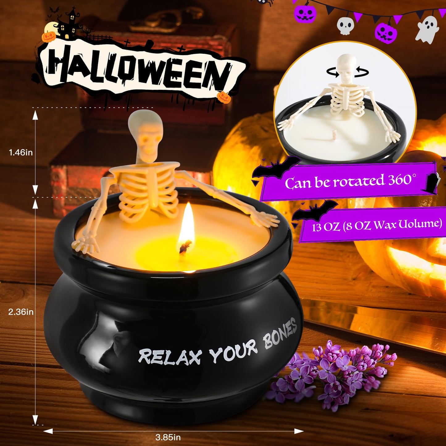 Skeleton Candle Halloween Decorations Indoor, Halloween Skeleton Candles for Gothic Party, Holiday Gift, Home Decor Indoo, Gag Birthday White Elephant Gifts Witchy Gifts for Women Men Friends