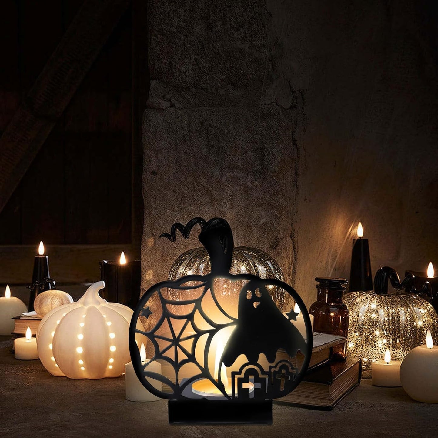 Candle Holders Bulk for Holiday Decor Indoor Outdoor Decorations for Halloween Party Table Kitchen Fireplace Bookshelf Desk Table Seasonal Display