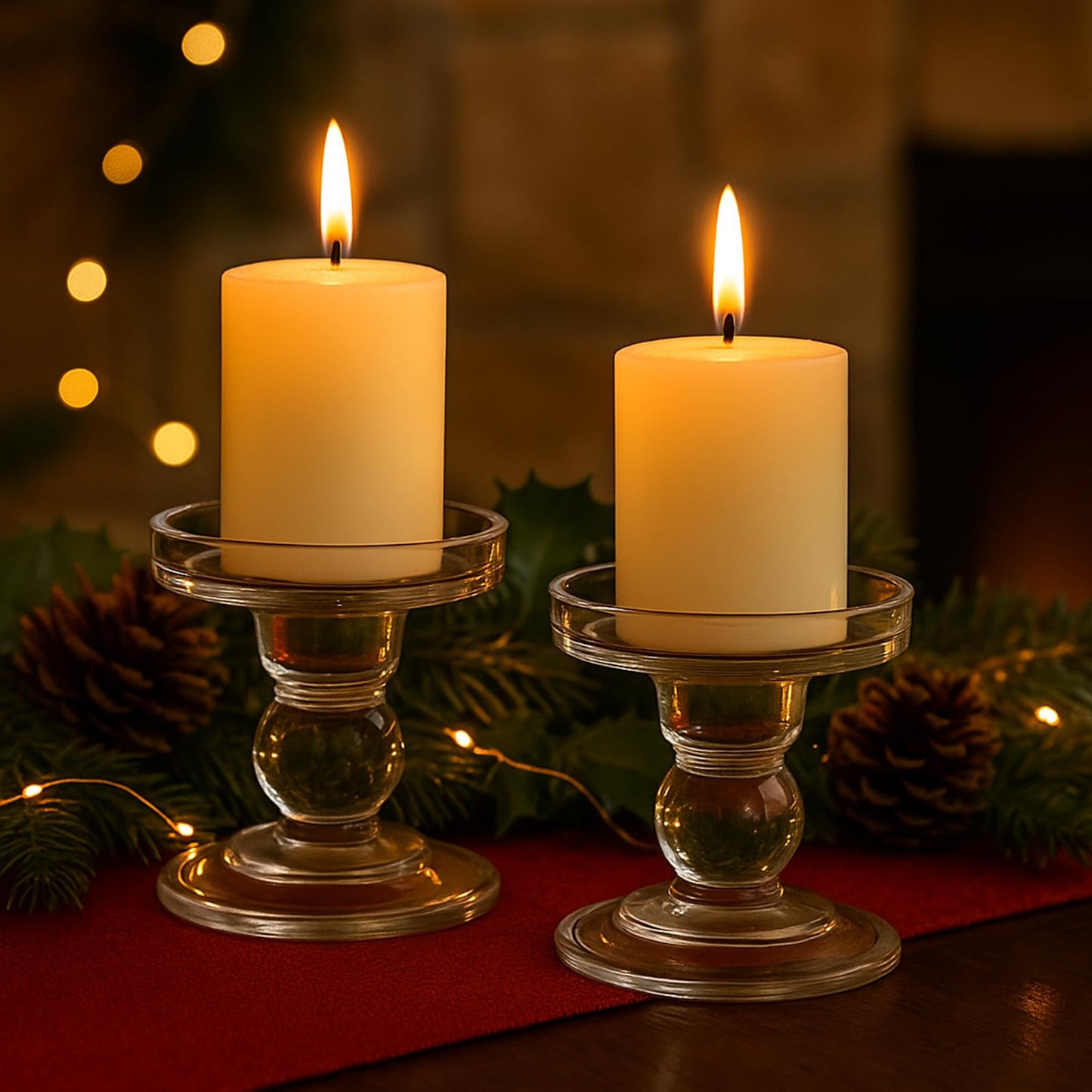 OYATON Glass Candle Holders for Pillar Candle, Unity Candle Holder Set of 3 for Wedding Ceremony Set, Candlestick Holder for Table or Home Decoration