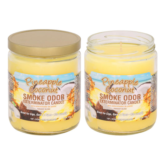 Smoke Odor Exterminator 13 oz Jar Candles Pineapple & Coconut, (2)