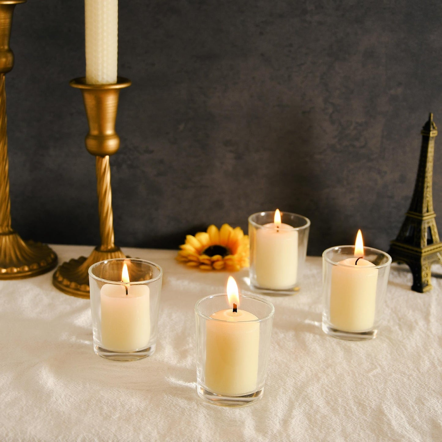 Natural Beeswax Long Burning Unscented 9 Hours Smokeless Pure Beeswax Votive Candles, 16-Pack 1.37 x 1.85 Inches for Wedding, Birthday, Prayers, Relax
