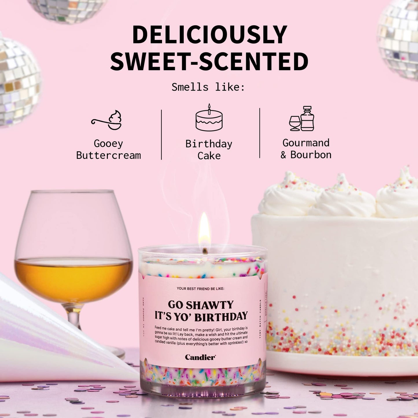 Birthday Cake Scented Candle, Natural Soy Candle with Birthday Cake & Buttercream Notes, Aromatherapy for Relaxation, Unique Candles Gifts for Women, 60-Hour Burn Time - Candier by Ryan Porter