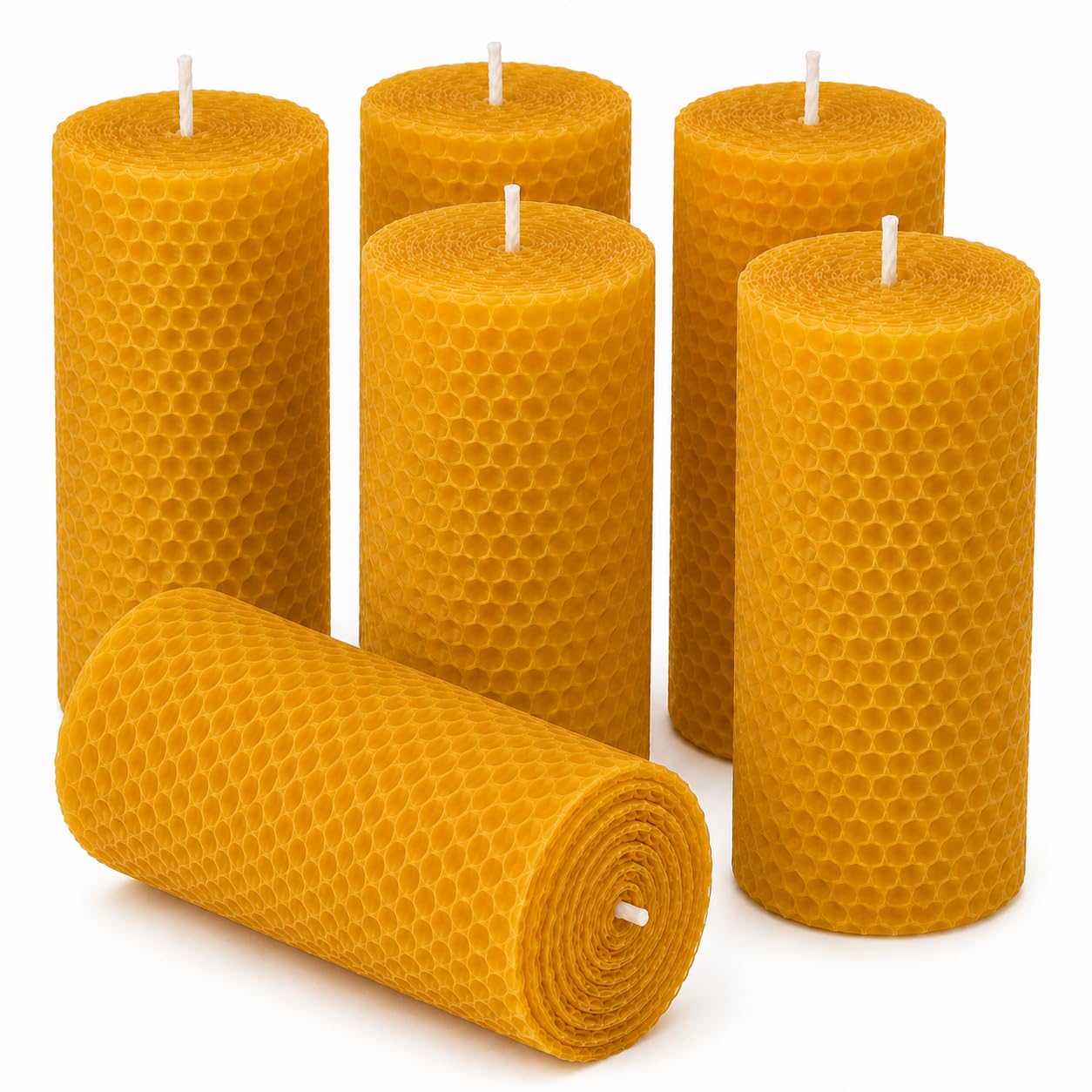 Beeswax Candle Set -96 Pack Tea Lights + 24 Pack Taper Candles + 6 Pack Pillar Candles | Unscented Dripless Smokeless Clean Burning Long Lasting Candles