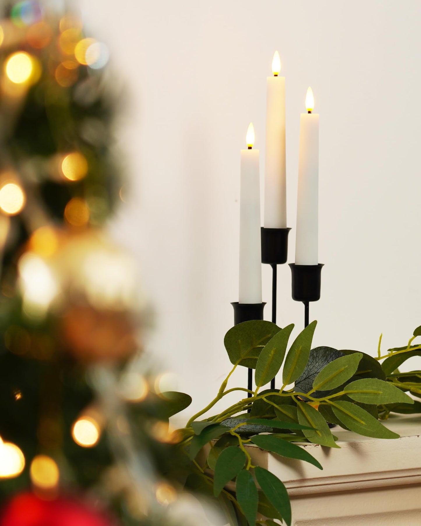 Raycare Pack of 9 Flameless Taper Candles Battery Operated, Led Candle Sticks Warm Flickering, 6.7 Inches Taper Candlesticks with Holders, LED Window Candles with Remote Timer (Batteries not included)