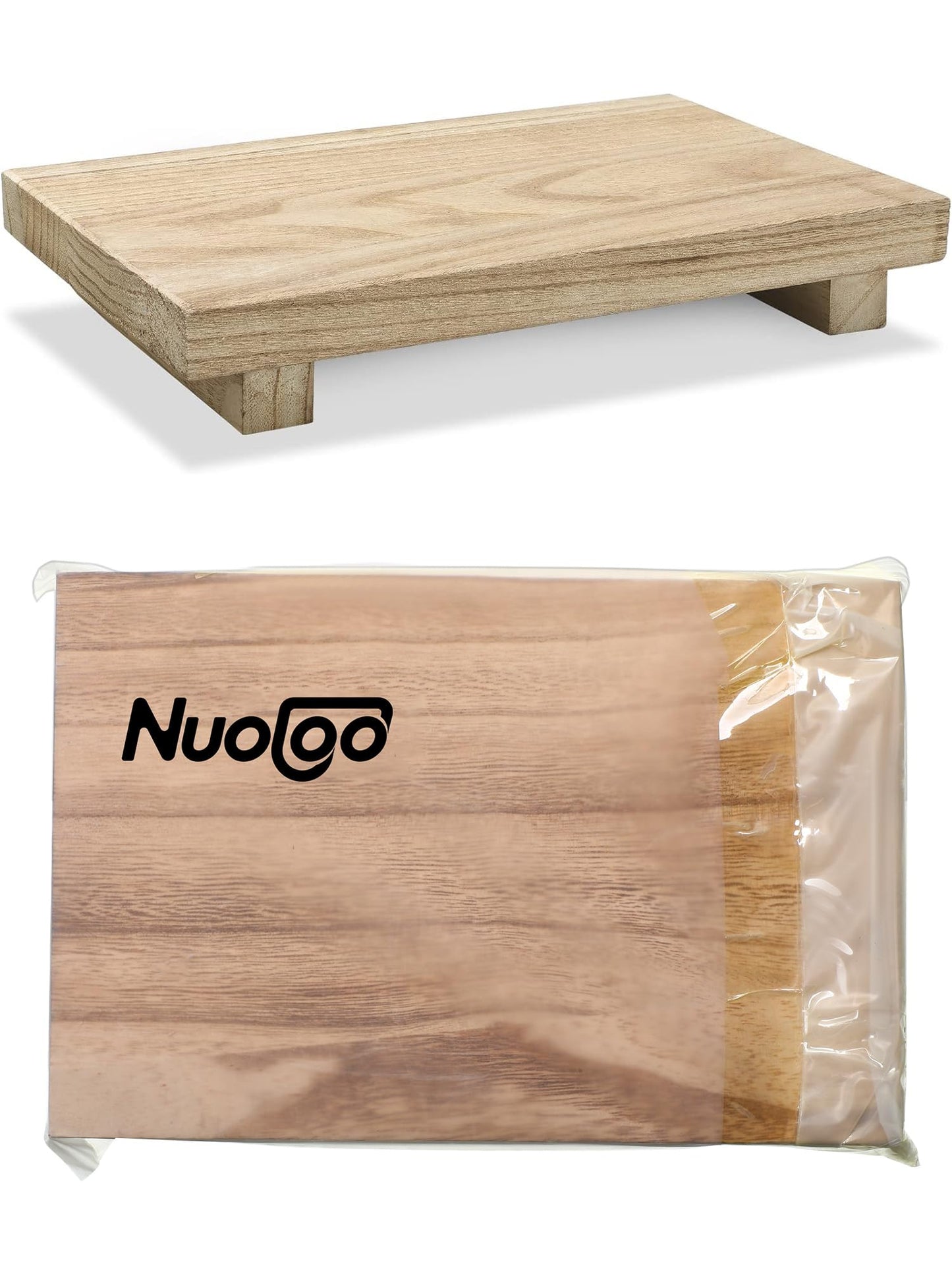 Nuogo Wood Riser Tray Soap, Stand Soap Tray for Kitchen Sink, Wood Pedestal for Kitchen Counter Sink Stand Decorative Rustic Bathroom Dishes Plant Bottles Candles Display(9 x 6 Inch,Natural)
