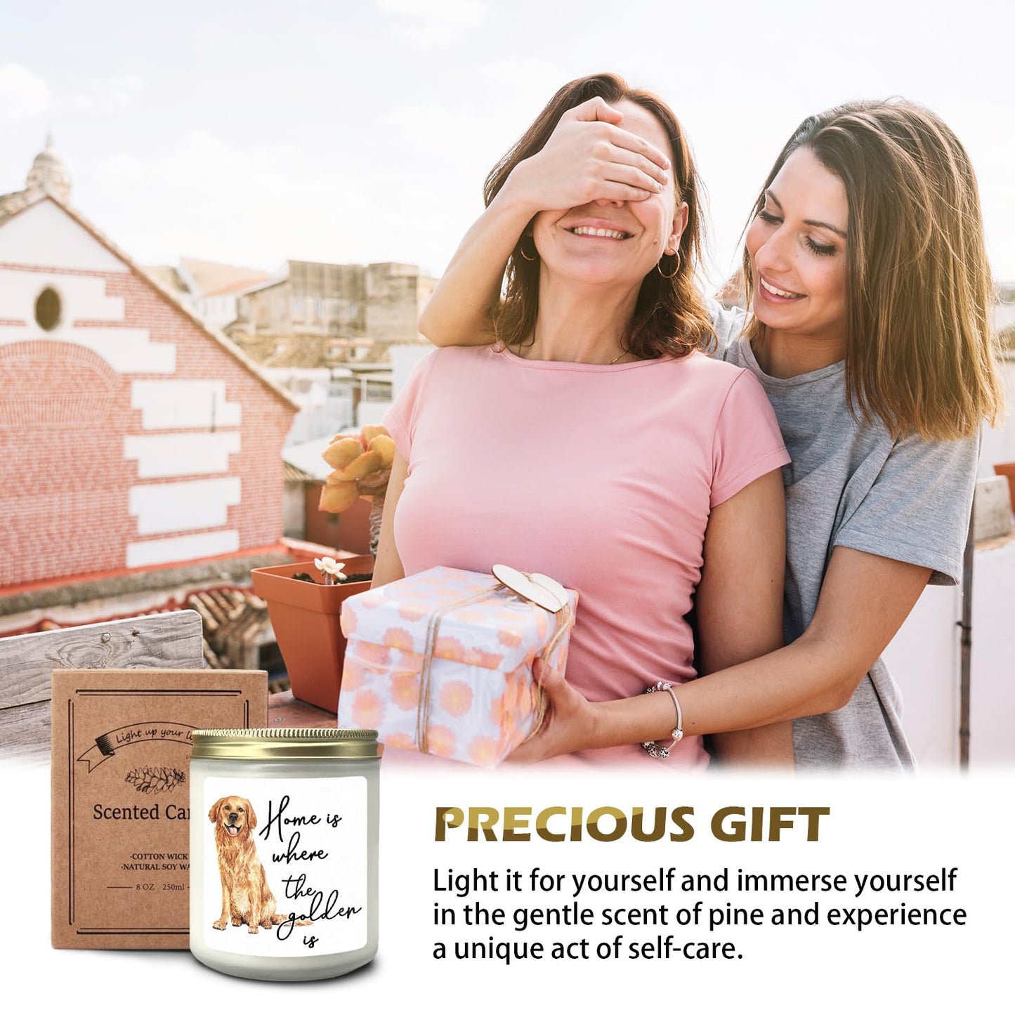 CIOJUNE Golden Retriever Dog Candle Gifts for Women, Gift for Retriever Lovers, Home is Where The Golden is Cedar Scented Candles