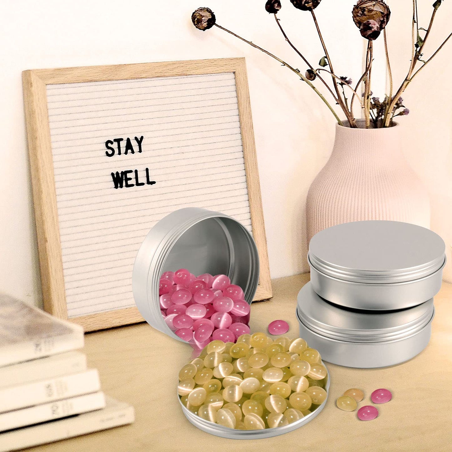 SEHOI 30 Pack 10 OZ Aluminum Tins Cans, Large Round Metal Tins Jars with Screw Lid, Metal Tin Food Candle Containers for Cosmetic, Spices, Candies