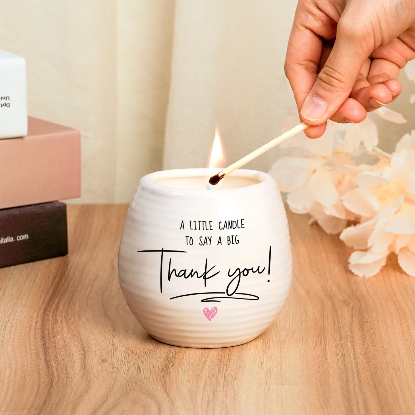 Thank You Gifts for Women Men, 10 Oz Handmade Ceramic Lavender Scented Candle, Hostess Gifts for Women, Thank You Candle, Appreciation Gift for Women Teacher Nurse Doctor Friends Coworkers Employee