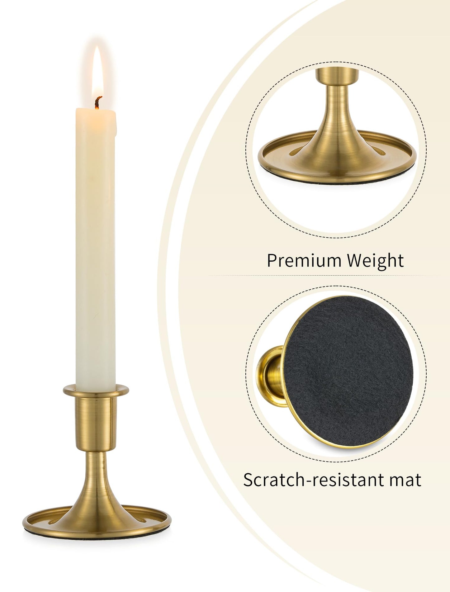 Romadedi Gold Candlestick Candle Holders - Brass Taper Holders Candle Stick for Wedding Table Centerpiece Festive Christmas Mantel Decoration Home Decor, Set of 6