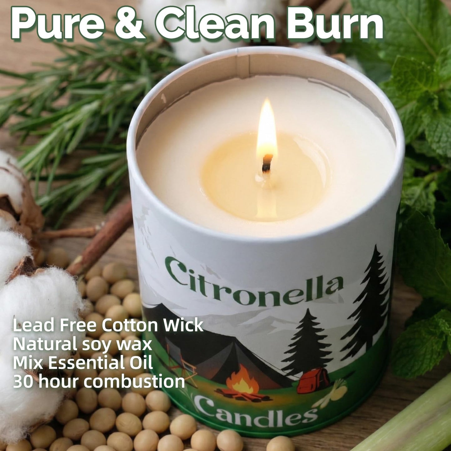 TTRWIN Citronella Candles Outdoor, Natural Citronella Candles, Create an Invisible Barrier and Warm Halo for You Outdoors, Making Every Outdoor Stop Full of Peace of Mind and Comfort, 2 Cans