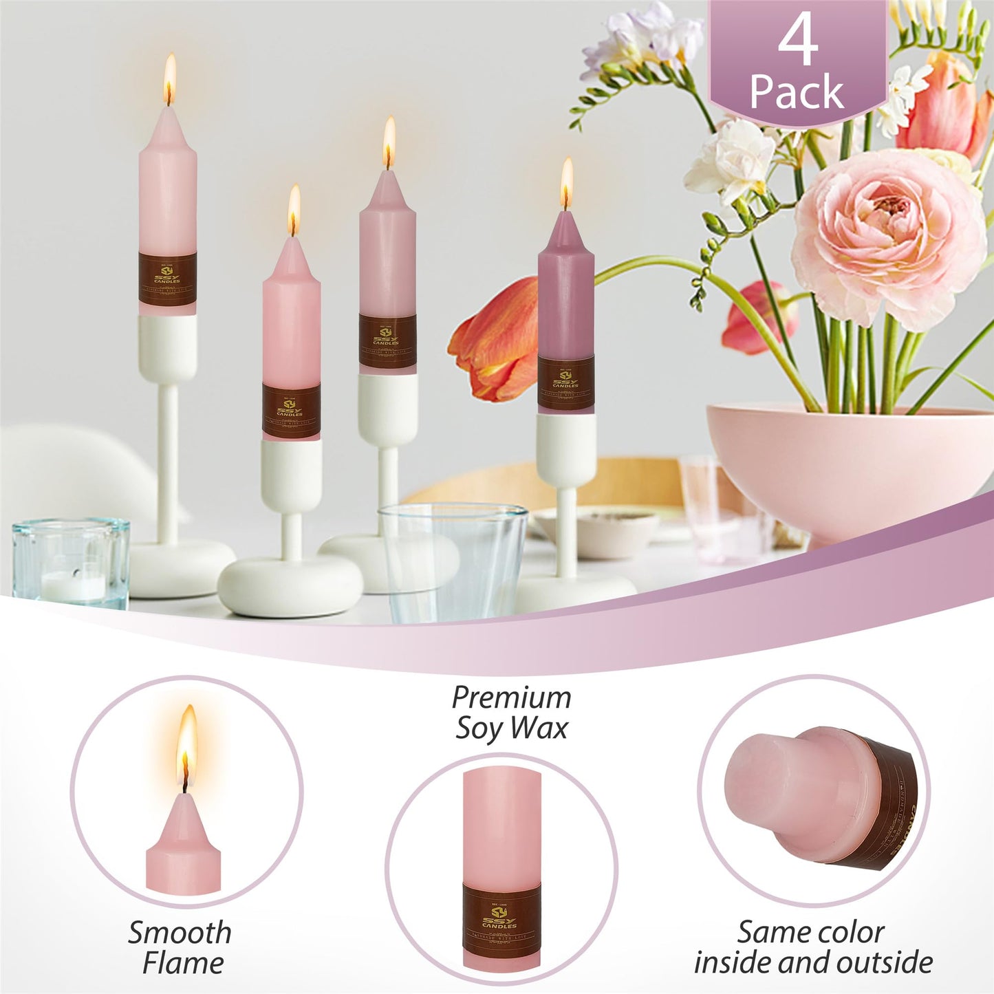 Gedengni 8pcs Colorful Dripless Spiral Candle Green Taper Candlesticks,5inches Pink Tapered Candles Purple Candle Sticks Colorful Twisted Candles for Wedding Home Party Women Gift