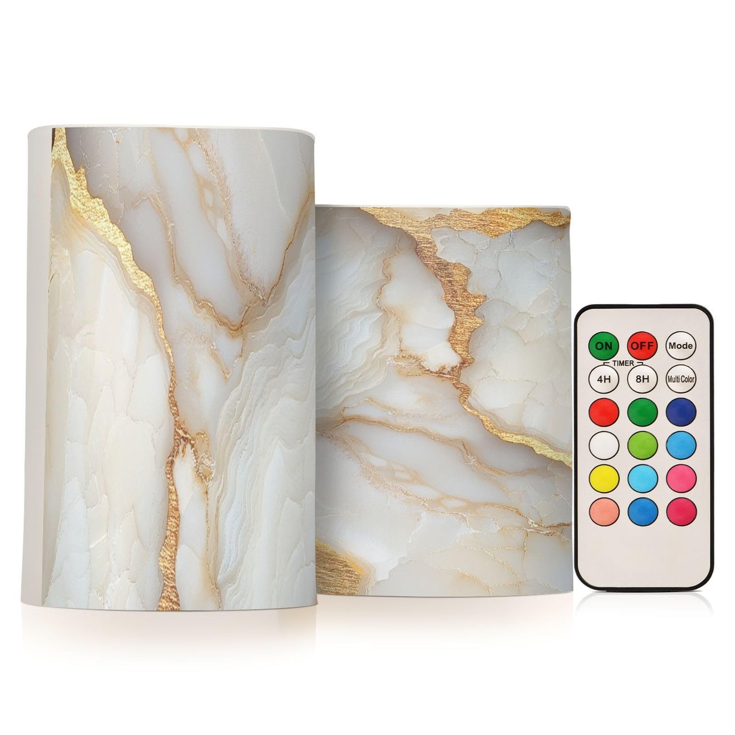 Flameless Pillar Candles Battery Operated Pillar Candles Set for Votive Marble White White