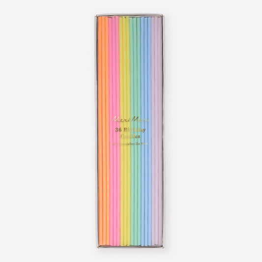 Meri Meri Super Skinny Tall Cake Candles (Pack of 36), 8" Tall, Unscented, Candles