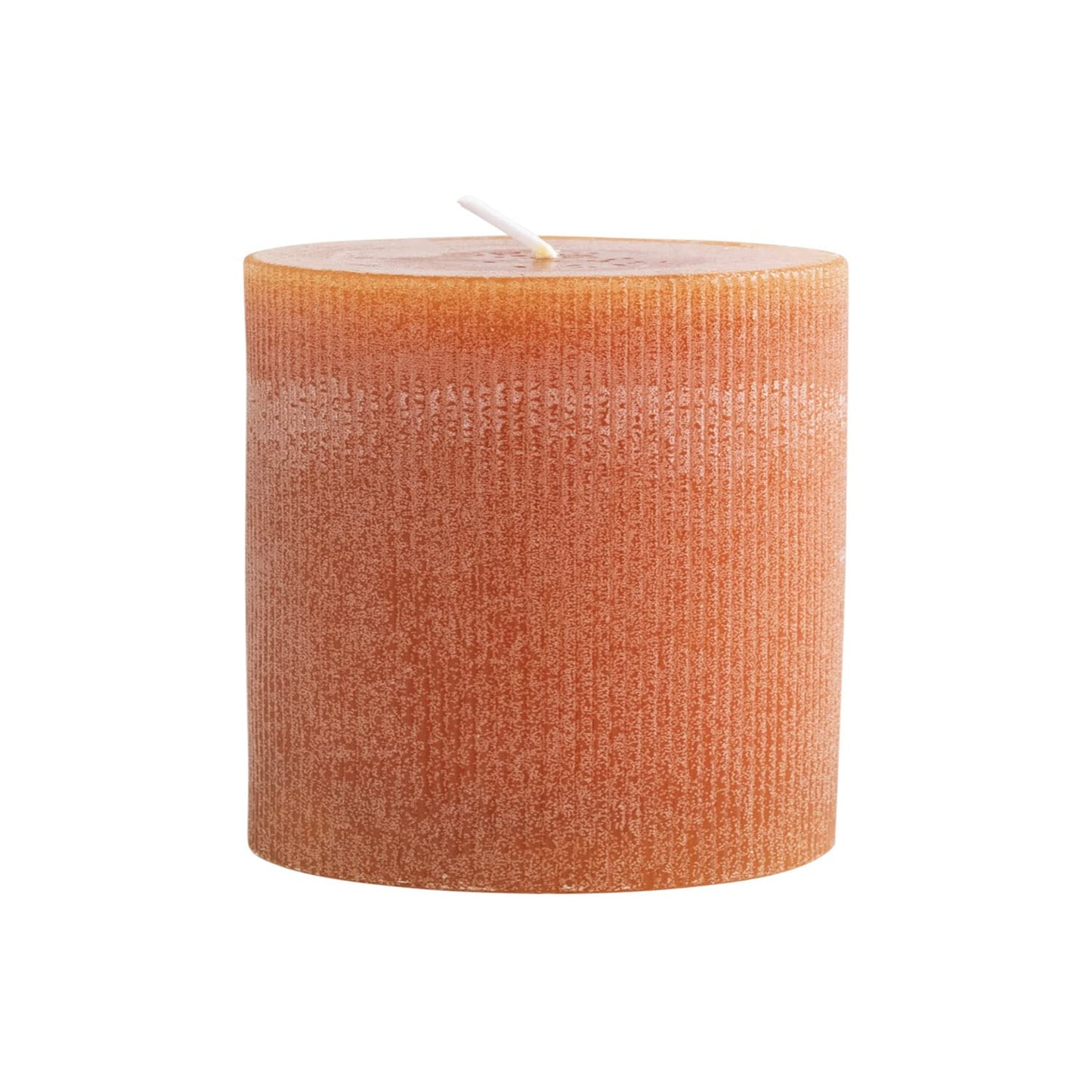 Creative Co-Op Unscented Pleated Pillar Candle in Powder Finish, Acorn Orange