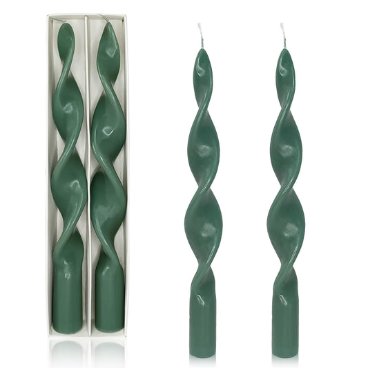 Spiral Taper Candle Green Long Candlesticks Twisted Candlestick Colored Candle Stick Unscented Candles for Dinner Home Décor Weddings Festive Holiday