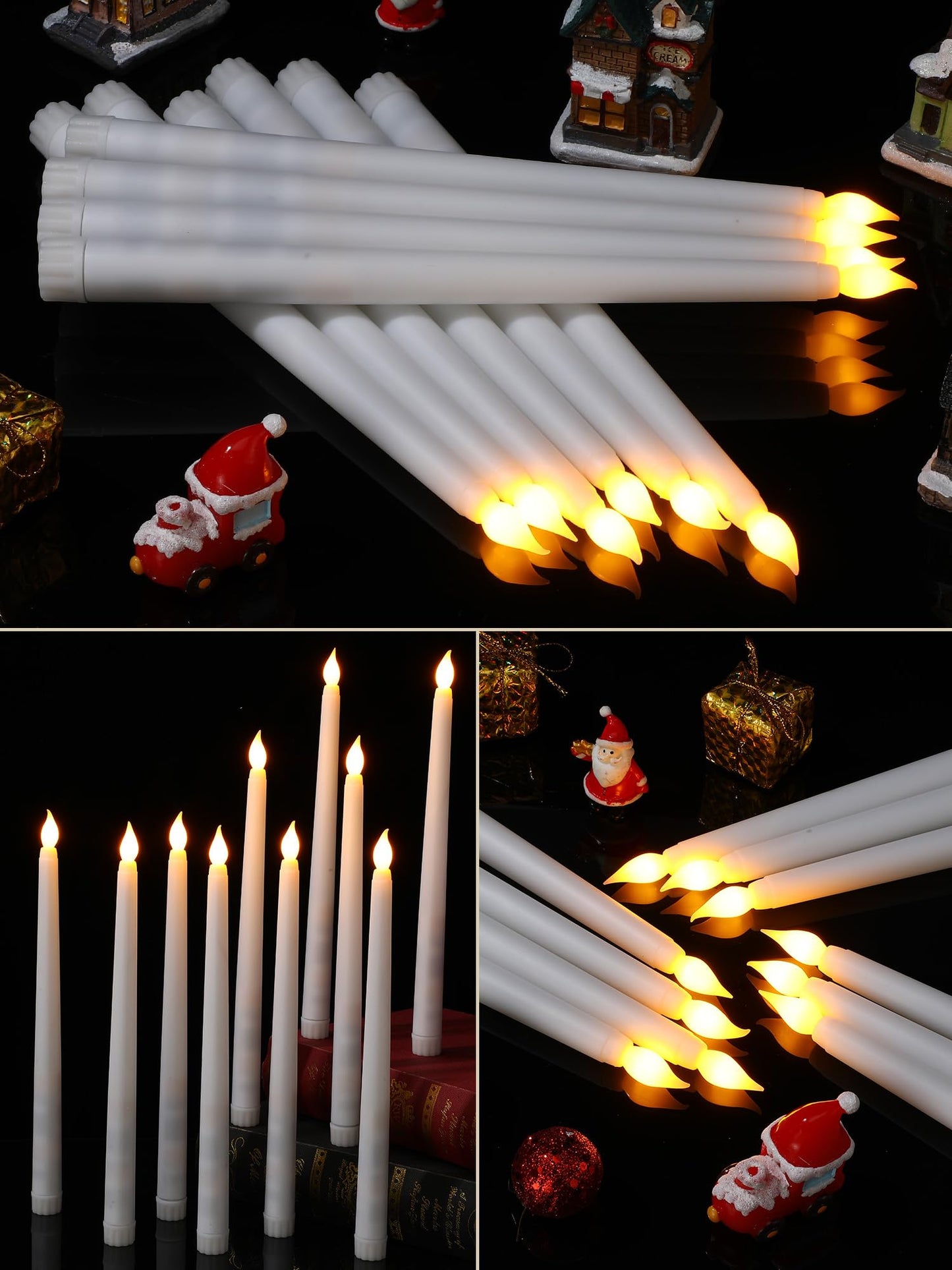 Funtery 48 Pcs Flameless LED Taper Candles Battery Operated Candles Bulk Realistic LED Candlesticks Flickering for Wedding Church Graduation Party Home Decor(White,Classic Style)