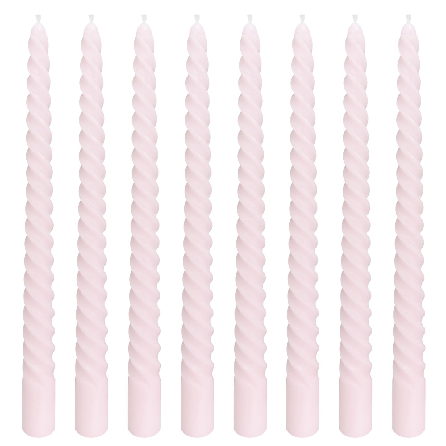 8 Pack 10 Inch Pale Pink Spiral Taper Candle Set, 7/8 Inch Unscented Driples Candlesticks for Home Decoration, 6-7 Hours Burn