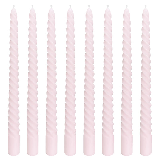8 Pack 10 Inch Pale Pink Spiral Taper Candle Set, 7/8 Inch Unscented Driples Candlesticks for Home Decoration, 6-7 Hours Burn