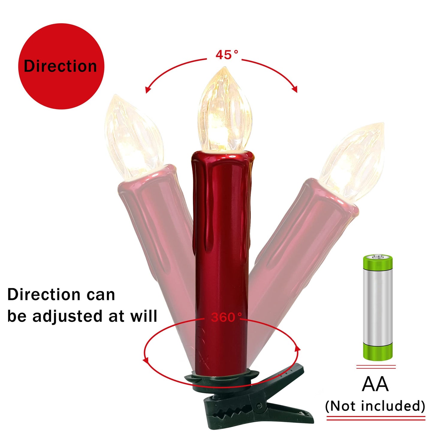 Gedengni Flameless LED Taper Candles with Clips, 4” Battery Operated Window Candles with Remote Timer Mini LED Chandelier Candlesticks for Home Decor Wedding Church Party & Tree Lighting,10 Pack,RED