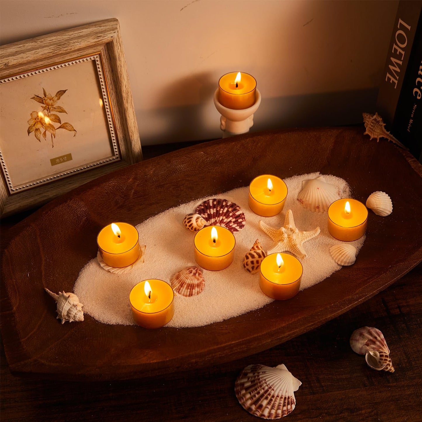 Beeswax Candle Set -96 Pack Tea Lights + 24 Pack Taper Candles + 6 Pack Pillar Candles | Unscented Dripless Smokeless Clean Burning Long Lasting Candles