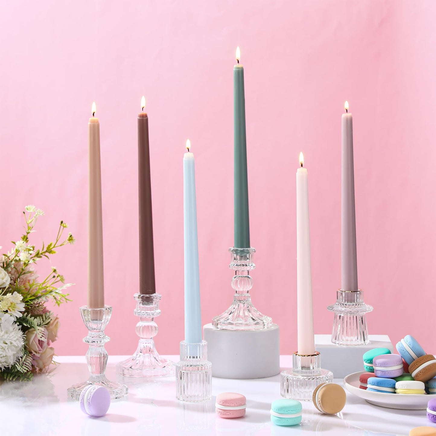 Nuanchu Taper Candles 10 Inch (H) Dripless Tapered Smokeless Long Tall Unscented Dinner Candle for Wedding Party Home Decor Candlesticks, Long Burning