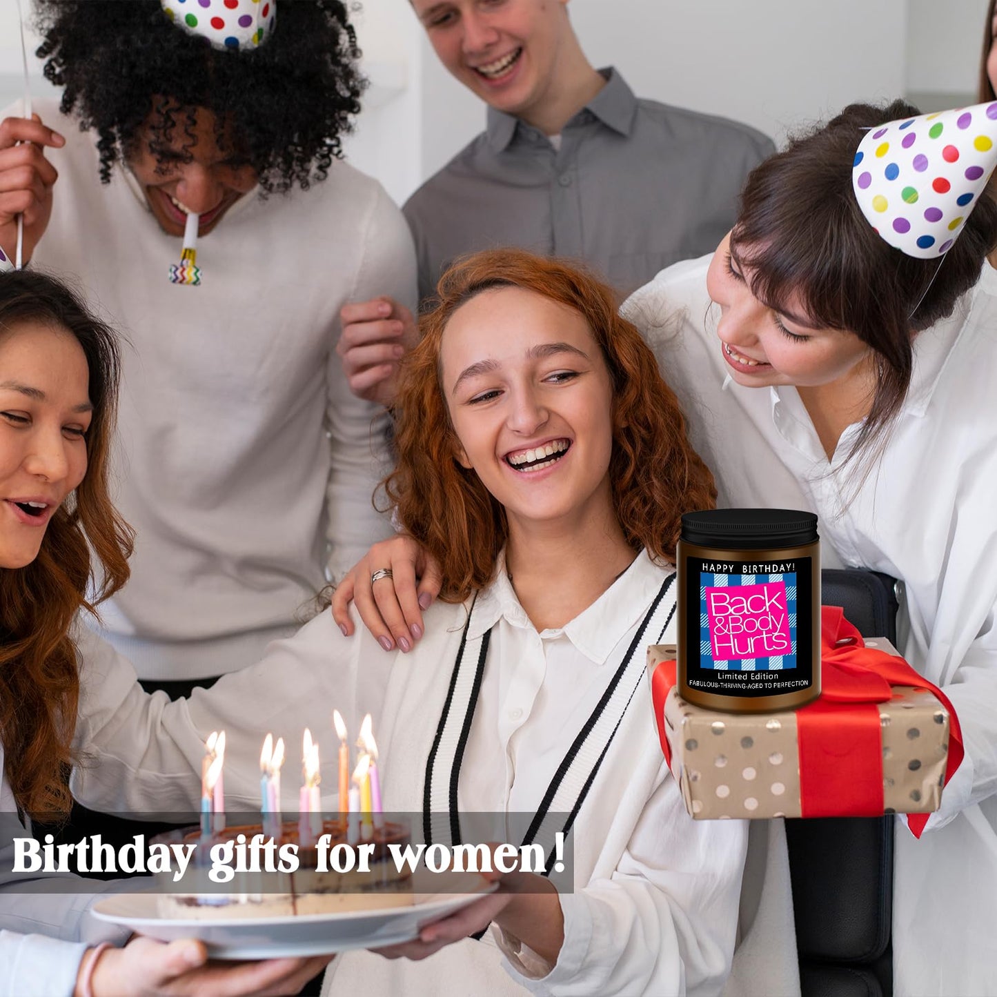 Homsolver Birthday Gifts for Women Men, Happy Birthday Decoration Candles Gift for Her Him, Funny Friendship Mom Dad Sister Friends Wife Husband Present Ideas - Lavender Scented Candle