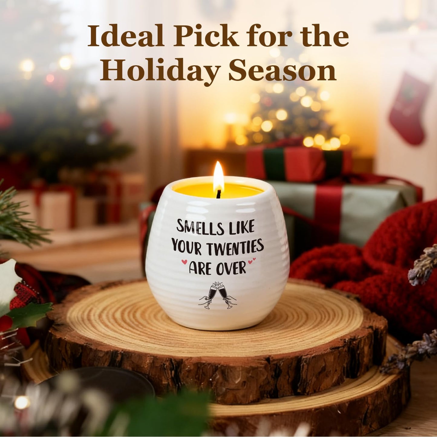 30th Birthday Gifts - Scented Candle in White Ceramic Jar with Smells Like Your Twenties are Over - Soy Wax, Happy 30th Birthday Friend Gift Idea