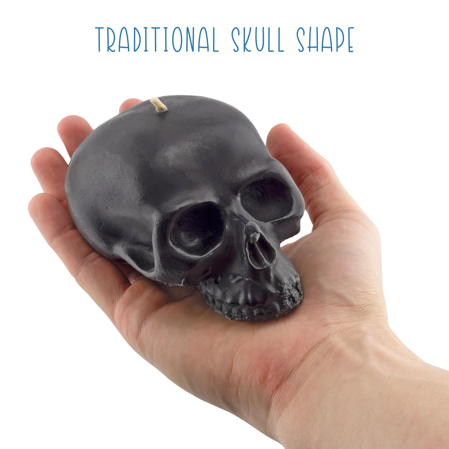 Darware Large Skull Candles (2-Pack, Black); 4.75 x 3-Inch Decorative Themed Candles for Halloween, Horror and Novelty Decor