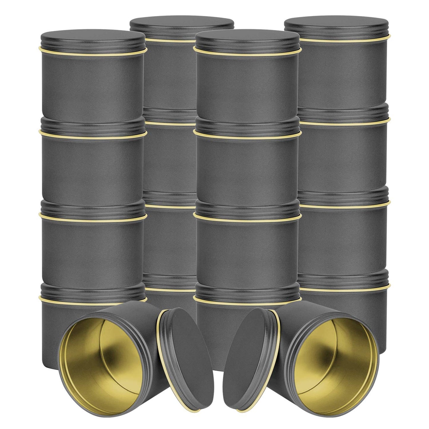 Empty Metal Candle Tins, 18 Pieces - 4 oz, DIY Candle Making Needs (Black)